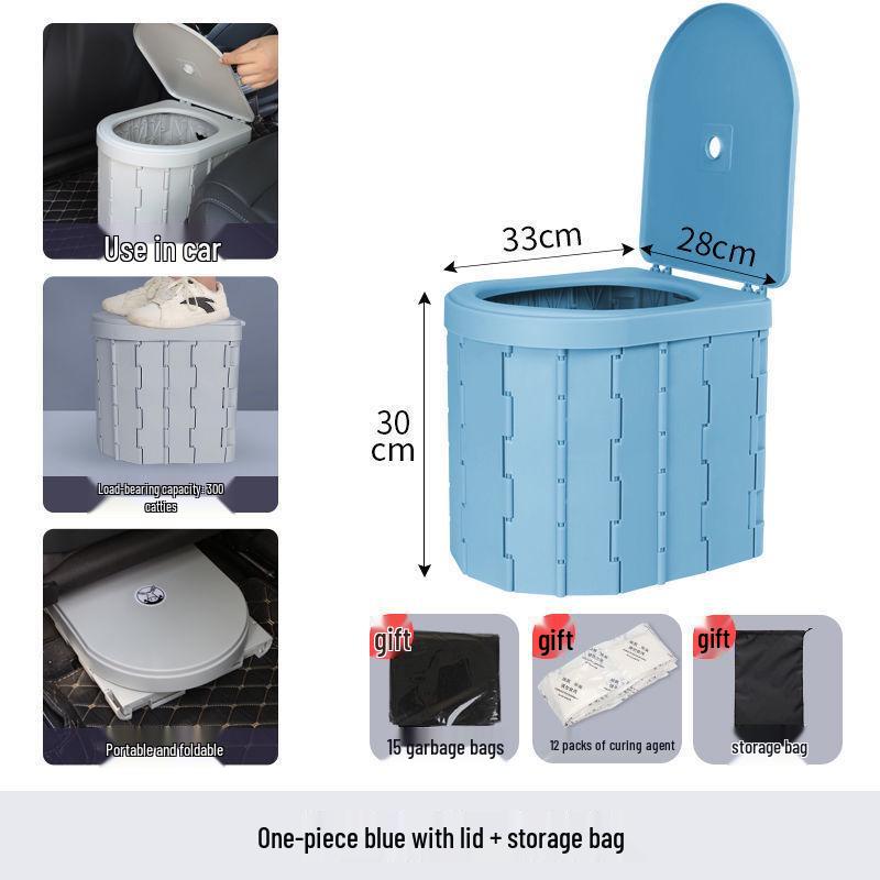Portable Odor-Proof Folding Toilet for Vehicle, Camping, and Outdoor Emergencies