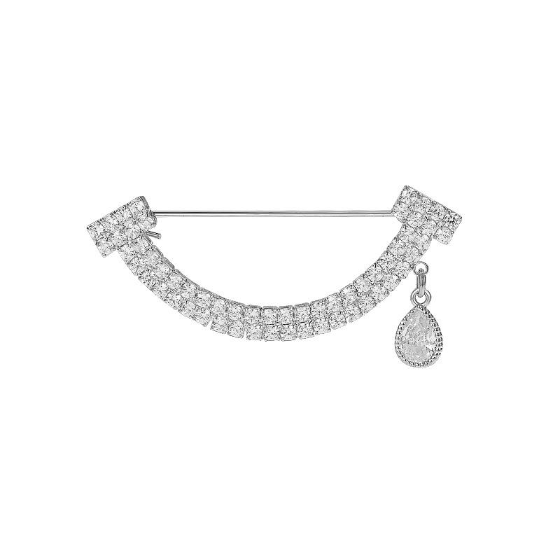

High-end new exquisite full diamond smile water drop smiley face brooch cute versatile trendy suit coat pin accessories
