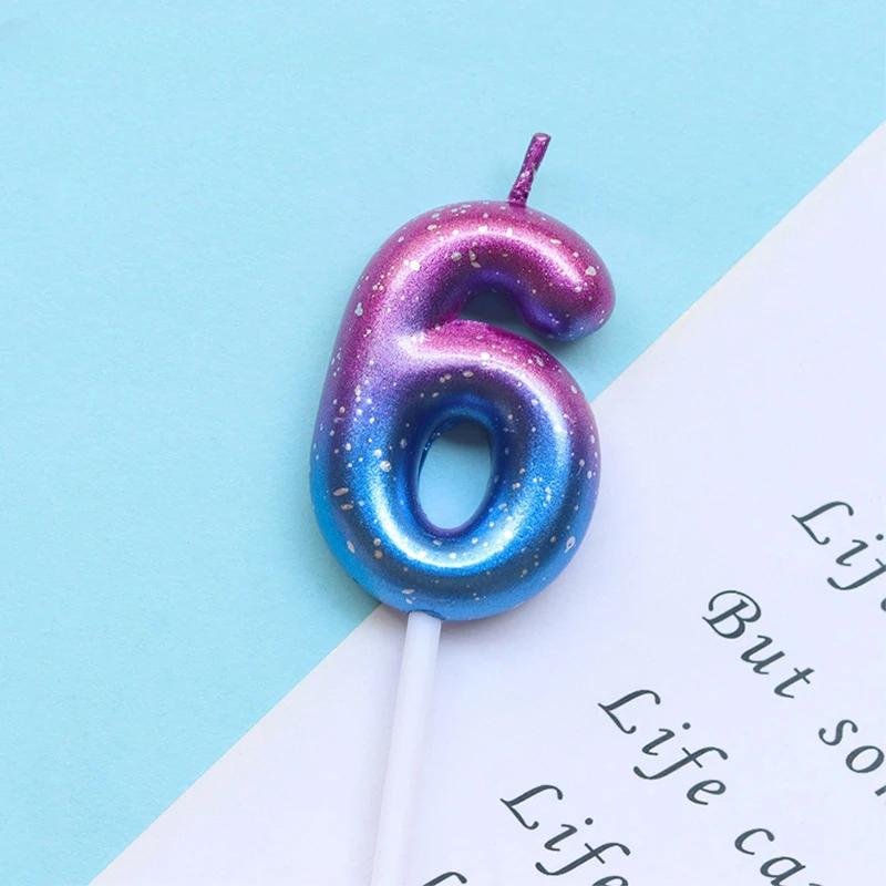Happy Birthday Cake Decorated Interstellar Digital Colorful Candle Children's Delicate Candy Color 0-9 Number Candle Party Decor