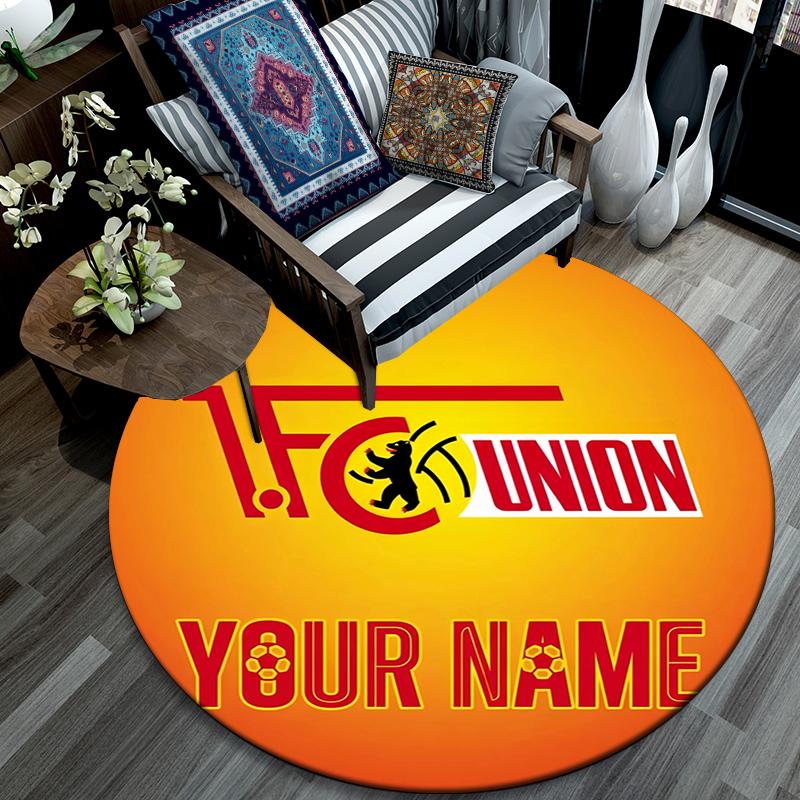 Custom Name,FC Union Berlin pattern round rug,Carpet Rug for Living Room Bedroom Playroom ,Non-slip Floor Mat,Holiday Gifts and Birthday Gifts.