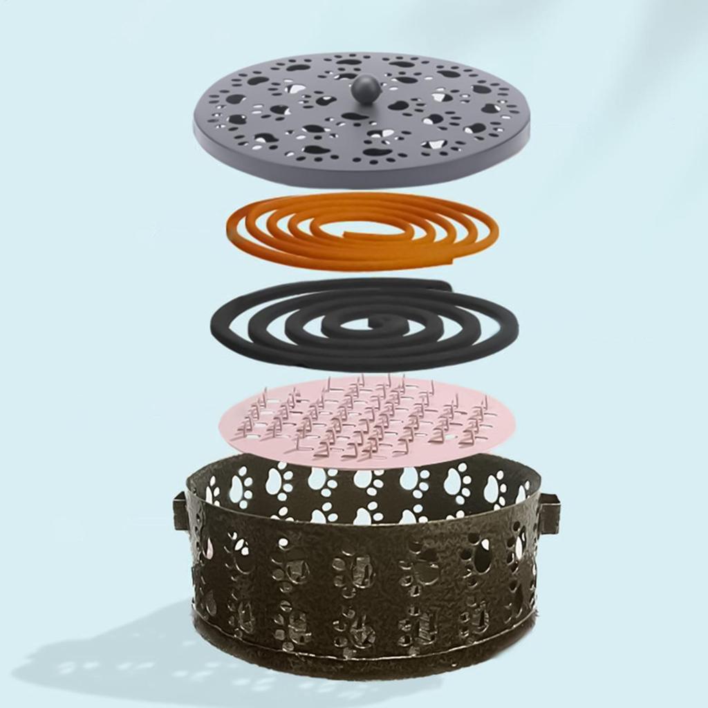 Incense Ash Catcher Portable Round Retro Incense Holder Heat-Resistant Stand With Cat Claw Cutout Tray For Yoga Meditation Spa