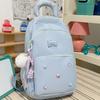 Schoolbag Macaron Color Button Backpack Female, Korean Ins Girl Large Capacity School Bag, Junior High School Student