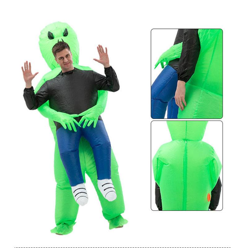 Youlun Inflatable Green Walking Toy Abducted by Aliens Blow up Morph Alien Costume for Adult and Kids Festive Decoration