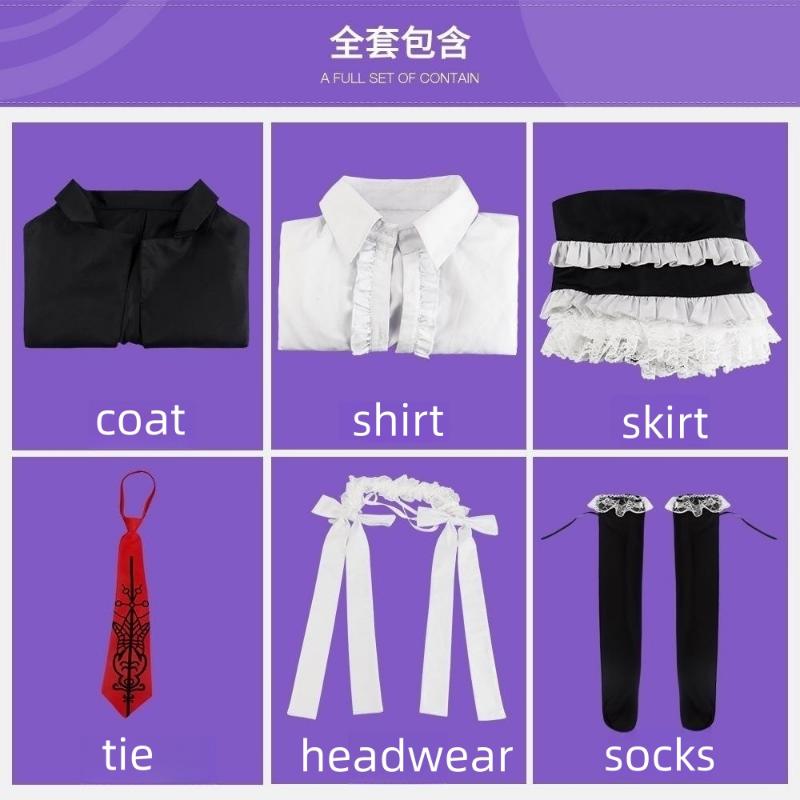 Anime Danganronpa Celestia Ludenberg Yasuhiro Taeko Cosplay Kostüm Perücke mit Kleid inklusive Hemd Krawatte Socken Outfits Halloween