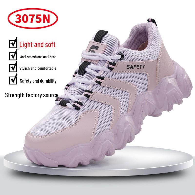 Zapatos de Seguridad Ligeros y Transpirables para Mujer - Cómodos Antiaplastastamiento, Antipinchazos, Zapatos de Trabajo Modernos para Largas Horas de Pie