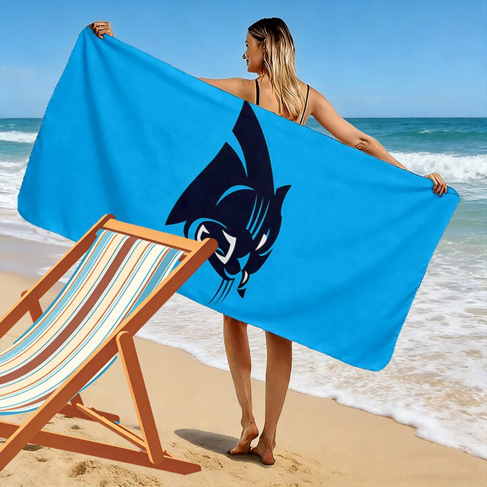 "Black Panther Head On Blue Background" Patterned Beach Towel Quick Dry Perfect for Travel Outdoor Sports Jogging the Beach and Swimming