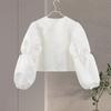 Camisa de Mujer de Color Sólido Holgada de Moda 2026 Primavera Casual Cuello Redondo Manga Abullonada Camisas de Dama Elegante Clásico Ropa Femenina Top