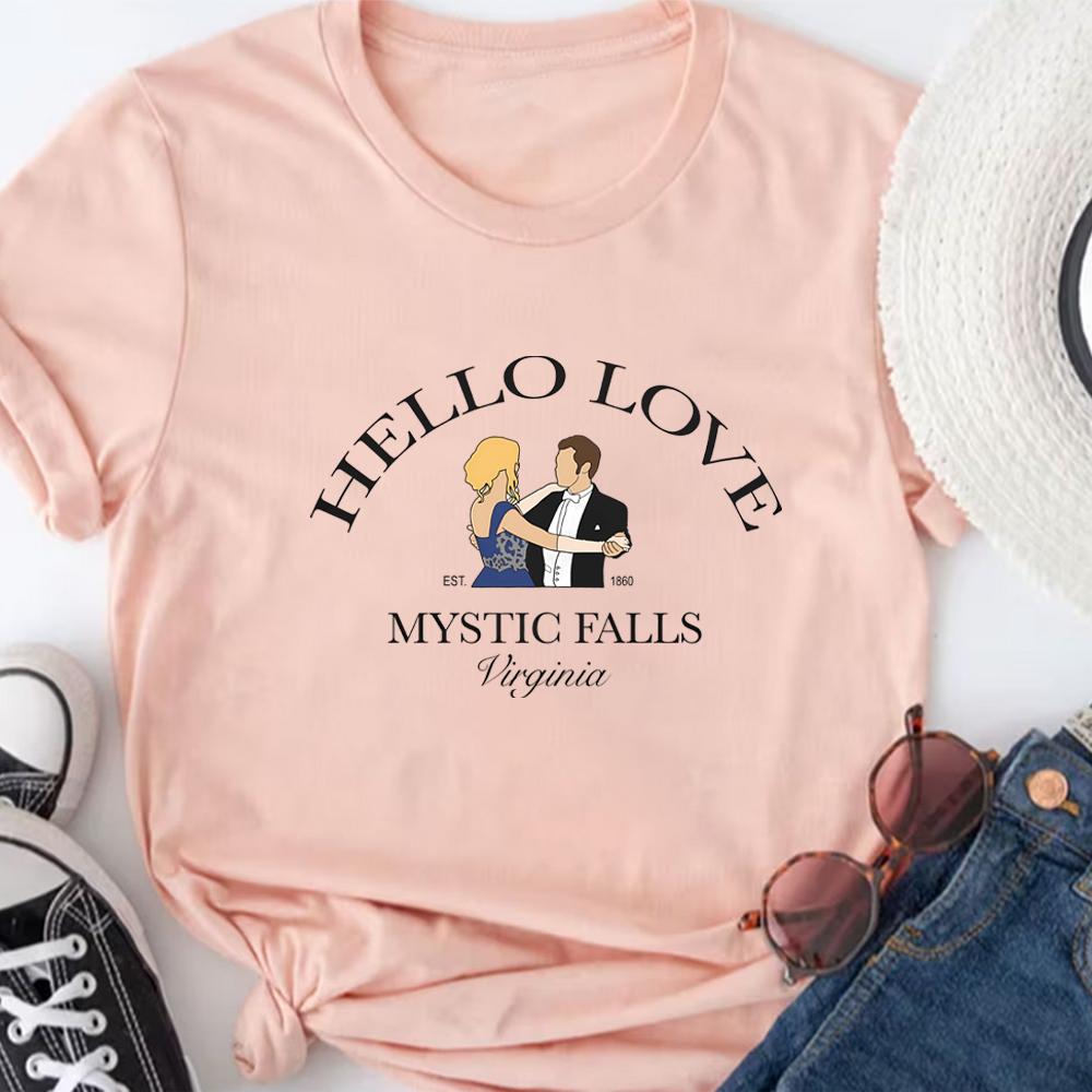 Bună Iubire Tricou Jurnalul Vampirilor Tricou Klaus și Caroline Tricou Serial TV Mystic Falls Virginia Topuri Cadou pentru Ea Marfă TVD