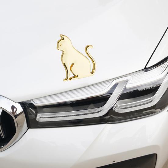 Car Decal Metal Cat 3D Animal Emblem for Scratch Hiding Chrome Finish Zinc Alloy Sticker for Body And Trunk Weatherproof Outdoor Use