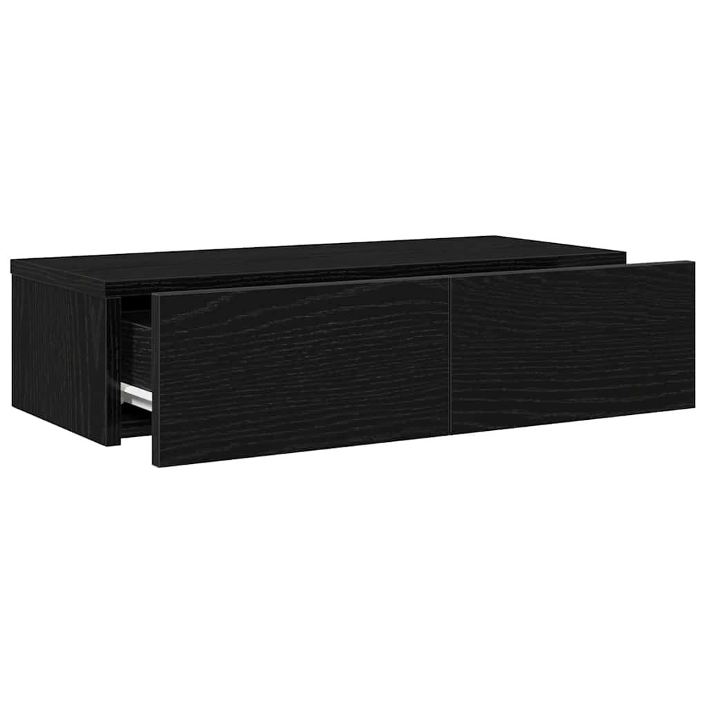 Vidaxl Wall Shelf with Drawers, Black, 60X26.5X15 Cm