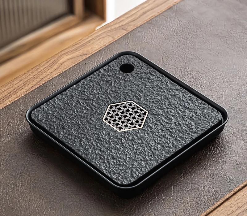 Mimicking Ugjin Stone Tea Tray Drain Water Dry Bubble Tray Insulated and Heat-resistant Teaset Storage Tea Ceremony Supplies