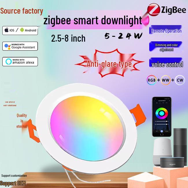 

Управляемый голосом умный даунлайт Zigbee с дистанционным диммированием и регулировкой цветовой температуры 2.5 inch 5W