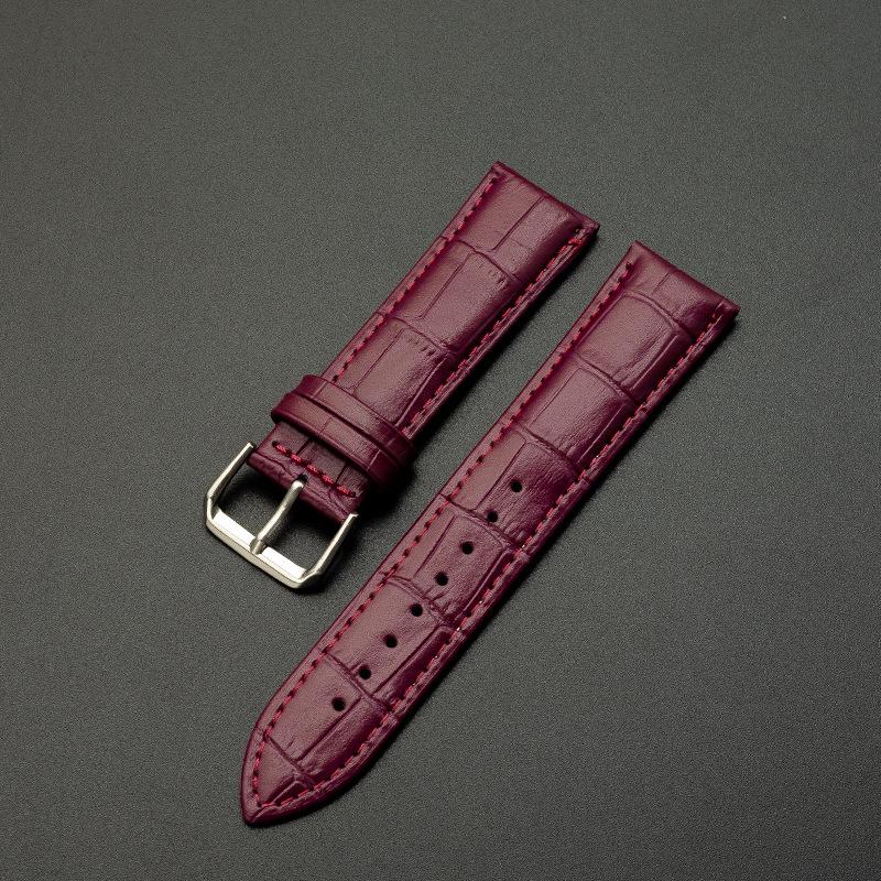 High-quality leather strap calfskin watch with bamboo pattern color strap pin buckle strap, watch accessories