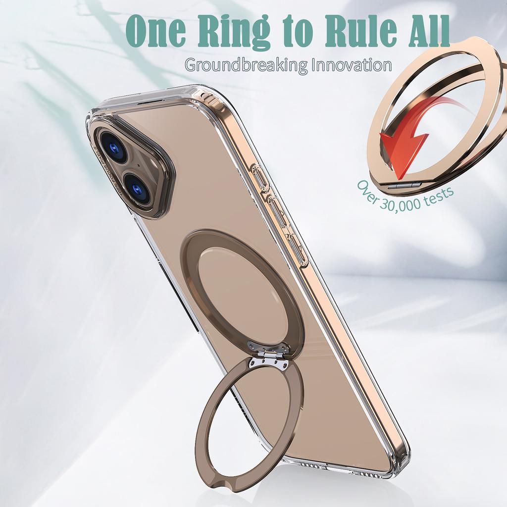 For iPhone 16 Case TPU+Acrylic Kickstand Magnetic Phone Cover