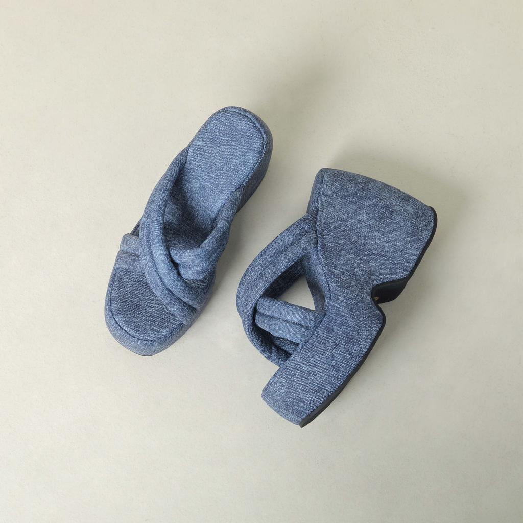 Krazing Pot Mules Polyurethane Summer Size 43 Women Platform Super High Heels Women Peep Toe Slip On Waterproof Sandals