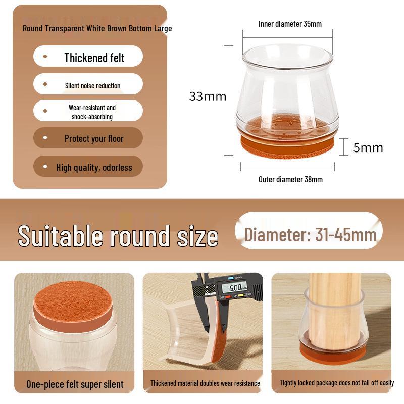 Reinforced Non-Slip Silent Chair and Table Leg Covers with Wear-Resistant Foot Pads
