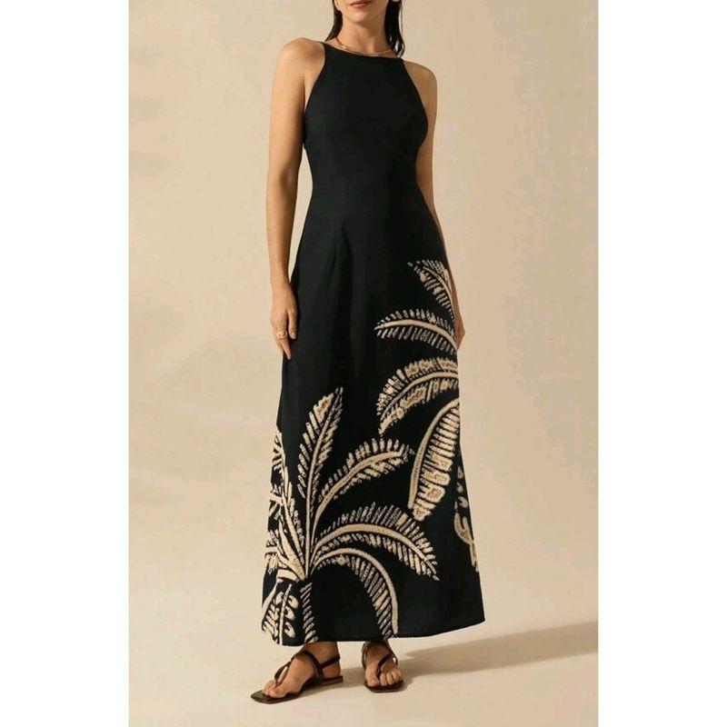 

European and American New Digital Print Slim fit Sling Long Dress Women 1 Color M