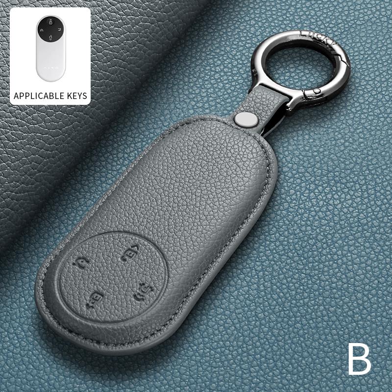 

For Huawei Aito M9 M5 M7 M8 - Leather Car Smart Key Case Keyless Cover Key Protector Shell Fob Keychain Accessories
