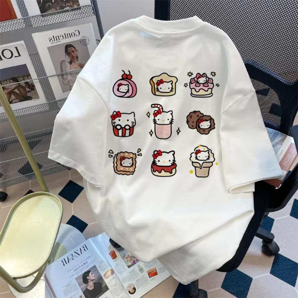 Cute Hello Kitty Unisexs Summer Tshirt Unisexs and Womens Casual Anime Printed Tshirt Unisexs Fashion Top Tshirt Cotton
