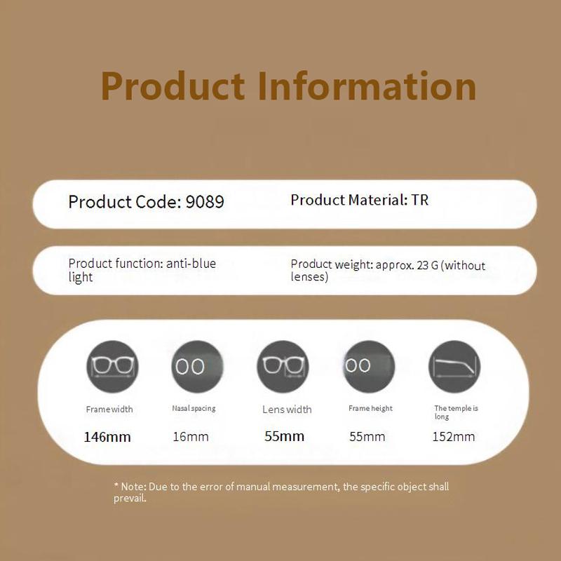 Neue modische Brillenrahmen mit Blaulichtfilterung, trendige quadratische Brillen für Männer und Frauen MH9089
