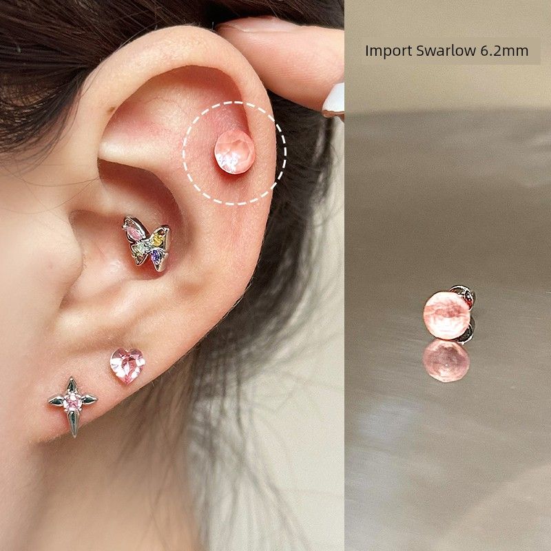 

43 цвета Циркон Харлоу Медицинская титановая сталь Серьга-гвоздик для козелка 6.2mm Flamingo 1