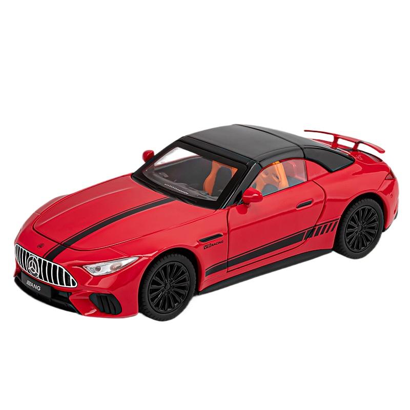 

1/24 масштаб Mercedes-Benz SL63 V8 спортивный автомобиль литой миниатюрный масштаб игрушечная модель автомобиля литой металл звук и свет имитация детских транспортных средств красный