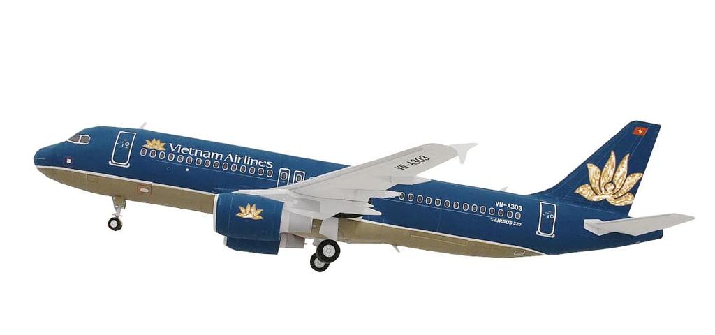 3D Assembly Papercraft Airplane Model Airlines Airbus A320 (Vietnam 1/72 Scale)