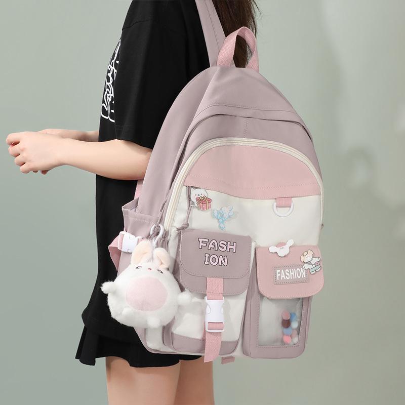 

School Bag Female Junior High School Student High Capacity High School Student Girl Backpack Female Middle School Student College Student Backpack фіолетовий