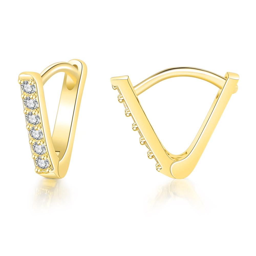 Orecchini Classici Brillanti in Zirconia Cubica da Donna Colore Oro Rosa Carini Mini Accessori per Orecchie Lobe Gioielli alla Moda E547