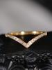 1 Piece Stainless Steel 18K Gold European and American Light Luxury V-shaped Ring Inlaid with Rhinestone Finger Ring