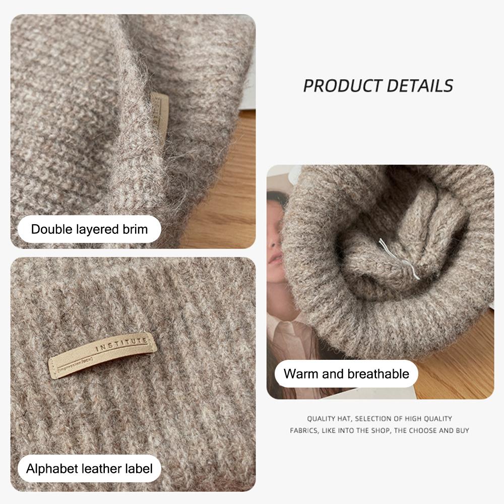 Japanese Style Beanie Hats Patch Design Ski Cap Fashion Ear Protection Pullover Hat  for Women Men