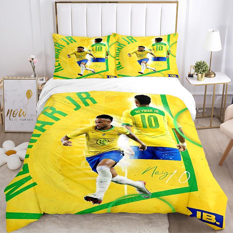 3Pcs Neymar Jr Soccer Legend Bedding Sets For All Sizes New 3D Printed Bed Cover Comforter Duvet Cover Pillowcase Bedroom Decoration