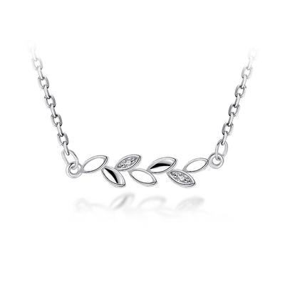 Pastoral Simple Fashion Horse Eye Olive Branch Leaf Shape Personalized Silver Plated Necklace, Female