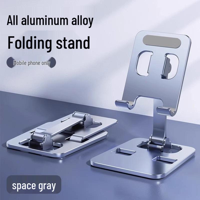 Adjustable Aluminum Phone & Tablet Stand: Weighted Base, Foldable Design
