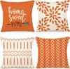 Fall Pillow Covers Set of 4 Linen Throw Pillow Covers for Fall Decor, Sofa Bed Cushion Covers, Car, Farmhouse, Home Decor