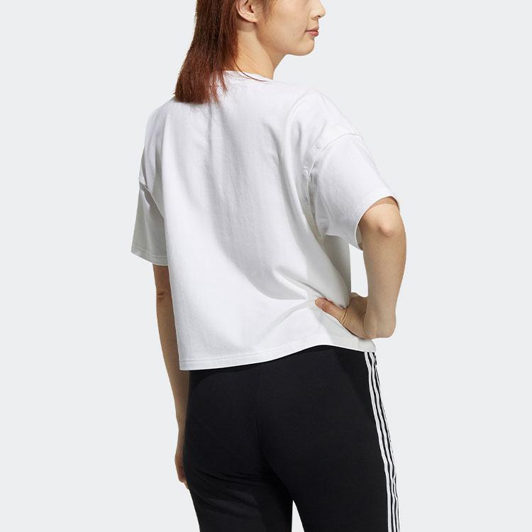 Adidas Originals Striped Sports Crew Neck T-Shirt Women Tops White H39016
