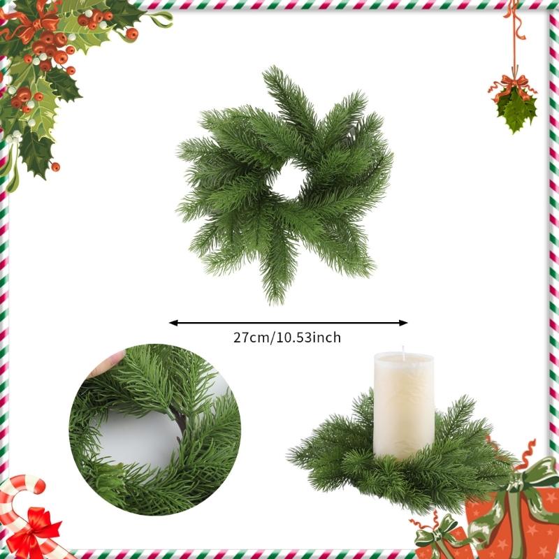 Norfolk Pine Garland Artificial Snow Pine Garland for Christmas Home Table Centerpieces Christmas Candle Rings Wreath