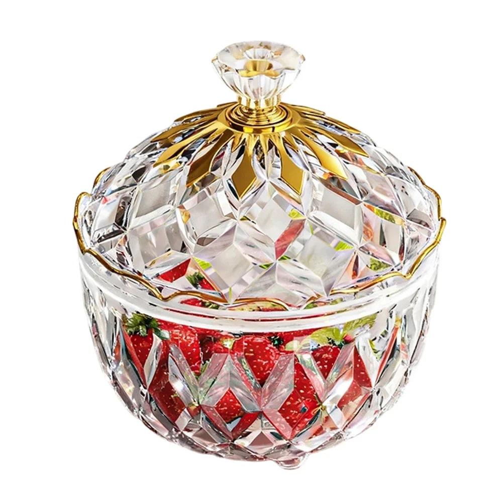 For Vanity For Office Desk Snack Storage Box Glass Candy Jar Transparent Sealed Lid Fitted Lid Multi-purpose Organizer
