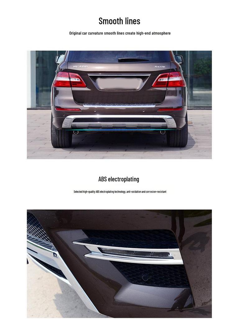 Mercedes-Benz ML-Class Front & Rear Bumper Guard Plates and Fog Light Strips with Trunk Pedal