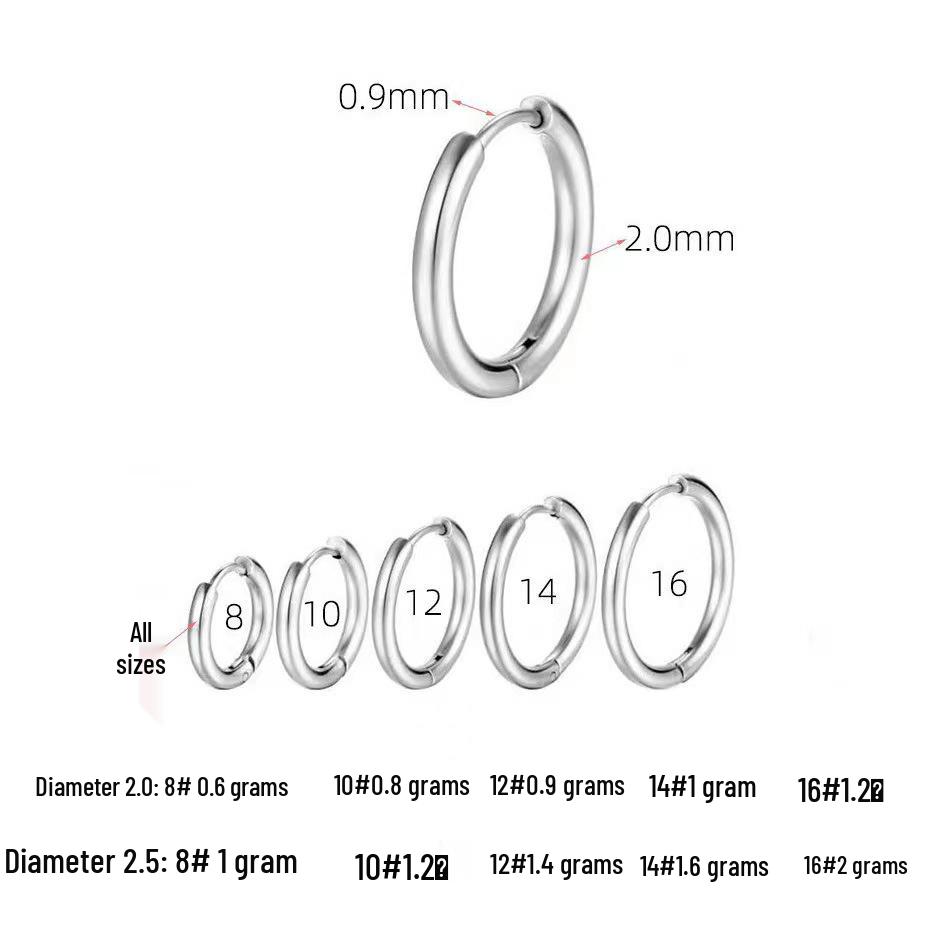 Stainless Steel Electroplated European & American Fashion Round Wire Earrings