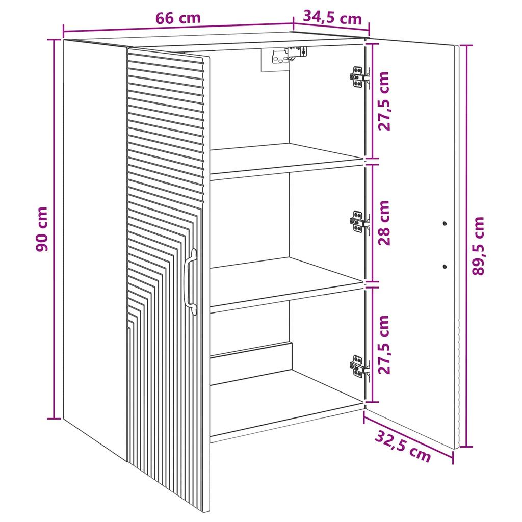 Wall Mounted Cabinet Smoked Oak Finish 66 x 34.5 x 90 cm Particleboard
