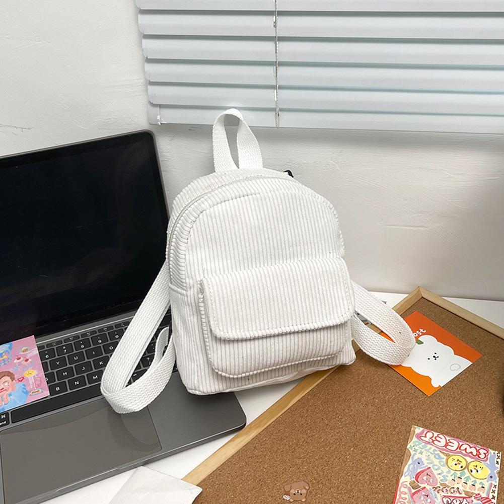 

Fashion Women Mini Backpack Solid Color Corduroy Small Backpacks Simple Casual Student Bookbags Traveling Backpacks