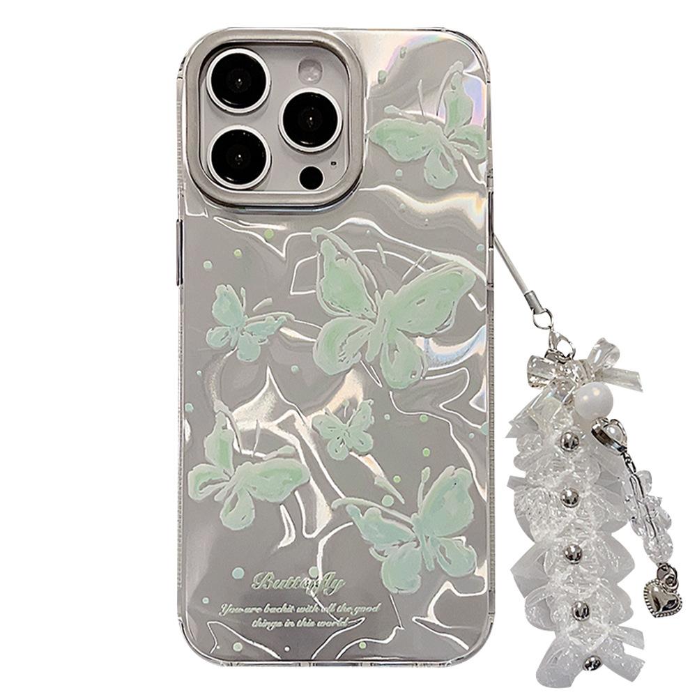 Mint Green Water Ripples Butterfly Suitable for Iphone16 Apple 15 Mobile Phone Case 13promax Fairy 11 Chain 14