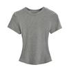 Trendy Women's Ribbed Slim Fit Short Sleeve T-Shirt with Sexy Round Neck and Straight Shoulders.