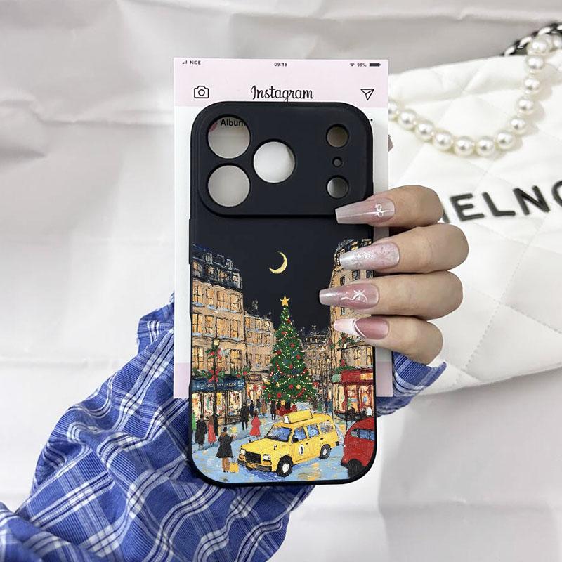 INS Cartoon Christmas Style Phone Case for IPhone 17 Pro 15 14 13 12 11 Pro Max XR XS X 16 Plus Streetscape Soft Silcone Covers