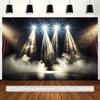 Concert Podium Fotobooth Achtergrond, Donker Theaterpodium met Nevel Achtergrond voor Muziekuitvoeringen & Feesten
