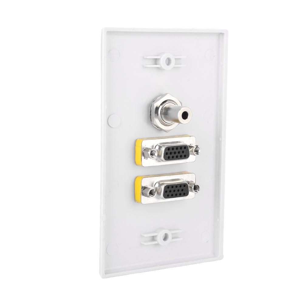 2 VGA Port 3.5 Female Head Wall Plate Panel for Home Theater Installation