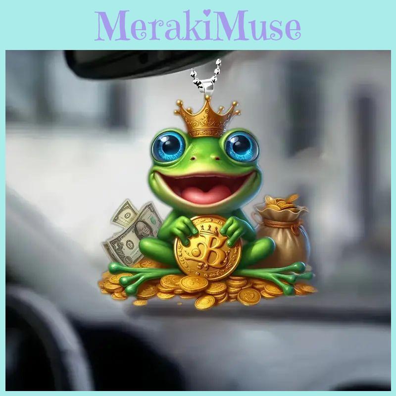 Colorful Acrylic Flat Frog Car Charm Perfect For Unique Interior Decoration