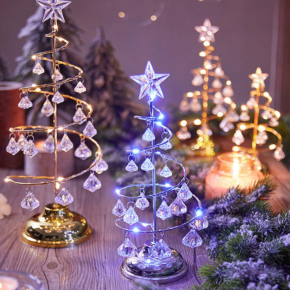 Kristall Weihnachtsbaum Nachtlicht Weihnachtsgeschenk Ornament Tischlampe Kristall Schreibtischdeko Licht Schlafzimmer Wohnzimmer Weihnachtslichter