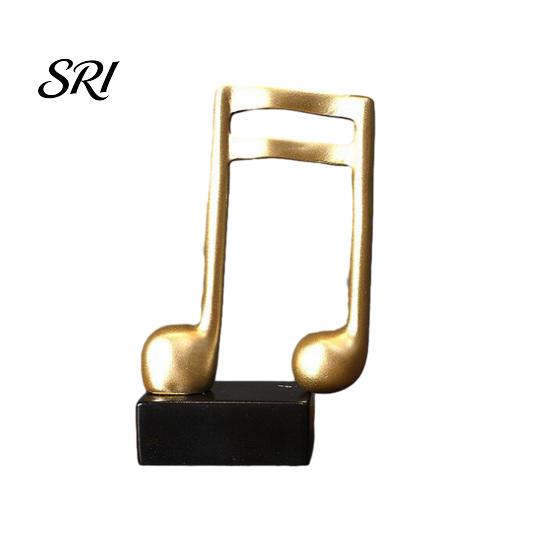 Versatile Music Figurine Note Sculpture Gold Resin Musical Symbol Modern Decor Tabletop Decoration for Piano Room Home Office Table Centerpiece Small